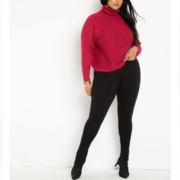 Eloquii Magenta Striped Knit Turtleneck Sweater Size 14/16 - Picture 2 of 7